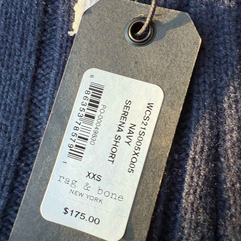 Rag & Bone Dark Blue‎ and White Knit Shorts - Picture 5 of 7